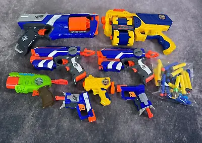 Buy Nerf + X Shot Gun Bundle Lot 8 Guns Firestrike Strongarm Jolt Plus Ammo Kids • 17.99£