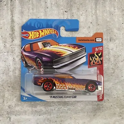 Buy Hot Wheels '71 Mustang Funny Car, Purple With Red & White Flames, Short Card. • 6.50£