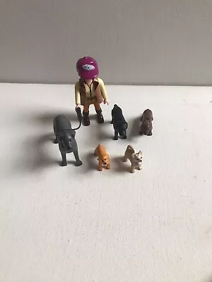 Buy Playmobil  Dog Walker - Woman Figure + 5dogs With Lead Animal Bundle Spares-used • 1.99£