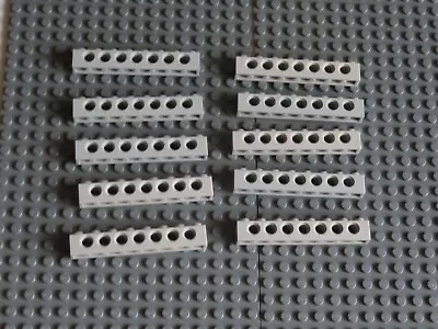 Buy LEGO X 10 Light Bluish Gray Technic Brick 1 X 8 With Holes 3702 New • 6.46£