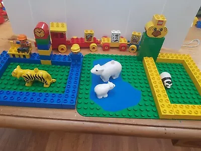 Buy LEGO Duplo Zoo Vintage W Base Plates Horse Tiger Polar Bears Panda Train Figures • 23£
