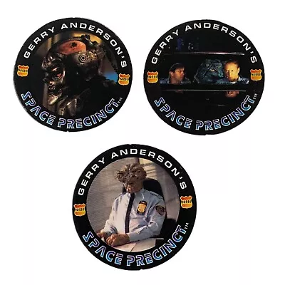 Buy Vintage Retro 1995  Set Of 3 GERRY ANDERSON’S Space Precinct Pogs Milk Caps • 7.99£