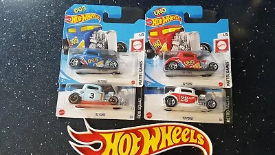 Buy Hot Wheels ☆QUAD PACK☆~ '32 Ford, Uno, Dos, Gulf & So Cal, All Short Card.  NEW! • 9.95£