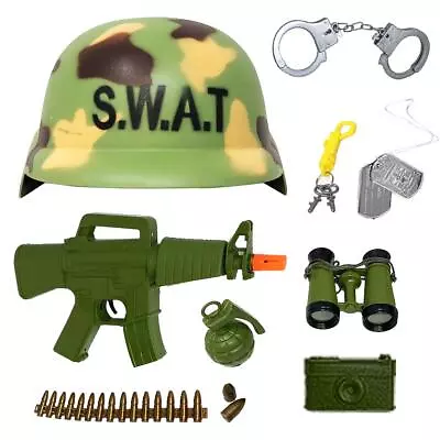Buy Children Role Play Military Helmet Set With Accessories 8 Pcs Toy Christmas Gift • 13.99£