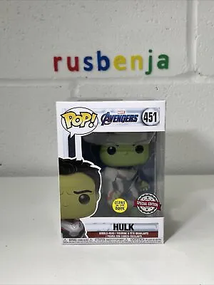 Buy Funko POP #451 Hulk (Team Suit) Glow - Marvel Avengers Endgame F3 • 9.74£