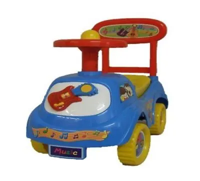 Buy Push Along Sit On Ride On Car Quality Plastic Toy Children Music Theme Blue • 26.95£