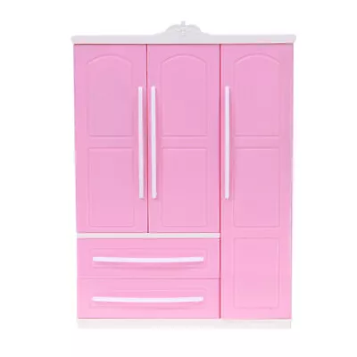 Buy Three-door Pink Modern Wardrobe For Dolls Furniture Clothes Accessories Toys -KX • 13.03£