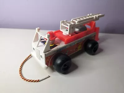 Buy Vintage Fisher Price Fire Engine 720 Pullalong 1968 With Bell & Nodding Driver • 9.95£