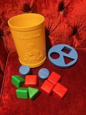 Buy Vintage 1977 Fisher Price Shape Sorter Container With 9 Official Blocks I • 8£