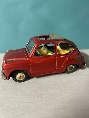 Buy Vintage Red Fiat 600 Tin Toy Friction Car 1960s Bandai Rare Japan! • 75.77£