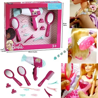 Buy BARBIE Hair Dressing Set With Hair Dryer And Accessories  Christmas Gift 3+ 🇬🇧 • 100£