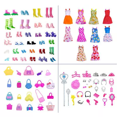 Buy Barbie Doll Dresses, Shoes, Jewellery Clothes Set Accessories Toy For Kids Girls • 14.49£
