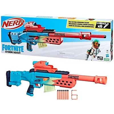 Buy Nerf Fortnite Storm Scout Blaster With Elite Darts & Clip Nerf Scope Bolt Action • 26.99£