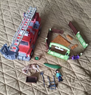 Buy Playmobil Rescue Ladder Fire Engine & Horse Riding Bundle Light And Sound  • 9.99£