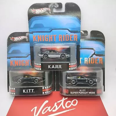 Buy Set Of 3 Hot Wheels Retro KNIGHT RIDER KITT KARR Super Pursuit Mode 1:64 Scale • 76.64£