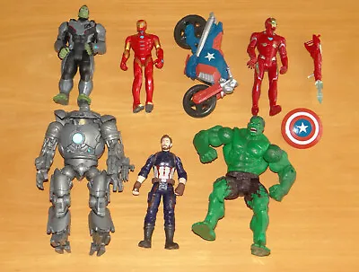 Buy Job Lot Avengers, Marvel Hasbro Action Figures, Hulk, Iron Man Capt.America Bike • 12.99£