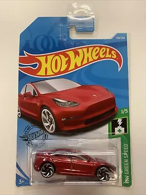 Buy Hot Wheels Tesla Model 3 Red Long Card - HW Green Speed 1/5 • 20.47£
