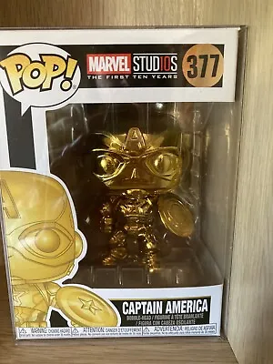 Buy Funko Pop Captain America Gold #377 Marvel First Ten Years Free Protector • 10.95£