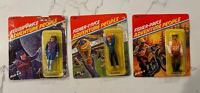 Buy 1979 Fisher Price Adventure People Carded X 3 Astro Knight Stuntman Cycle Racer • 96.51£