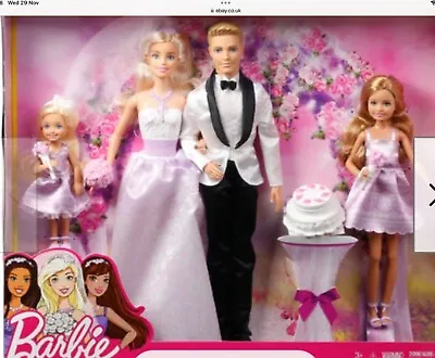 Buy New Set Barbie And Ken Doll Wedding Set Bride And Groom Barbie • 42£