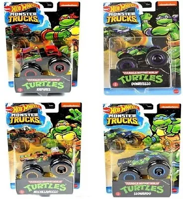 Buy Hot Wheels Teenage Mutant Ninja Turtles Die Cast Monster Trucks 1:64 Full Set X4 • 37.99£