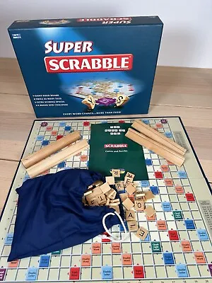 Buy SUPER SCRABBLE GAME : Giant Sized Board 200 Wood Tiles Edition - By Tinderbox NM • 39.99£