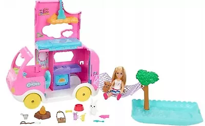 Buy Barbie Chelsea Pink Camper + Chelsea Doll + 14 Accessories HNH90 Mattel • 67.83£