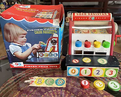 Buy Vintage Rare Fisher Price 972 Cash Register 1960s Wooden Classic W Box • 47.24£