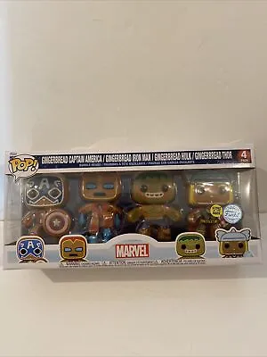 Buy Funko POP! Marvel Gingerbread Captain America Iron Man Hulk Thor GITD Special • 28£