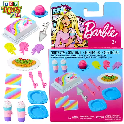 Buy Barbie 15 Piece Doll And House Accessory Set With Cake And Plates • 9.95£