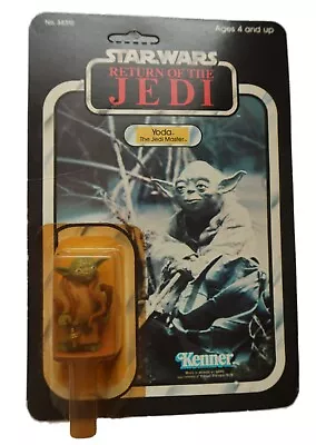 Buy Vintage Kenner Star Wars Yoda Figure ROTJ 1983 MOC 65 BK Unpunched • 499.99£