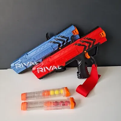 Buy 2x NERF Rival Apollo XV-700 RED & BLUE Blasters With Magazins & Ammo Balls • 19.99£