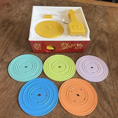 Buy Vintage Fisher Price Music Box Record Player Mattel 2014 With All 5 Records • 18.31£