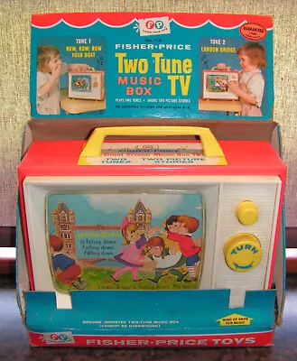 Buy GIANT SCREEN MUSIC BOX TV - FISHER PRICE 114 - Boxed Complete - Vintage 1966 • 23.99£