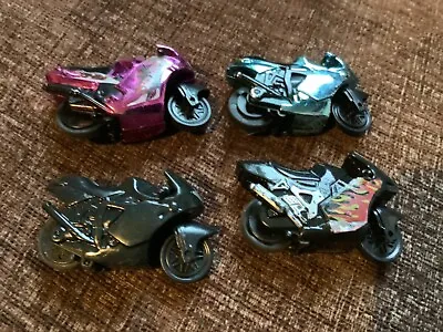 Buy Bundle Of 4 Hot Wheels Mattel  Pull Back And Go Motorbikes. Approx 5 Cm Long • 5£