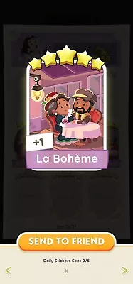 Buy La Boheme Monopoly Go 5 Star Rare Sticker -Instant Send • 5.99£
