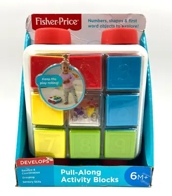 Buy Fisher Price Pull-Along Activity Blocks 6 Months+ Numbers And Shapes XUP001 CP • 11£