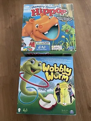 Buy Kids Game Bundle Inc Hasbro Hungry Hungry Hippos & Spin Master Wobbly Worm Games • 11.99£