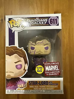 Buy Funko Pop Marvel 611 Star-Lord With Power Stone GITD Collector Corps Exclusive • 25£