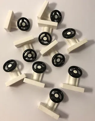 Buy 10 X Lego Steering Stand With Steering Wheel, White & Black, Part 3829c01, City • 2.45£