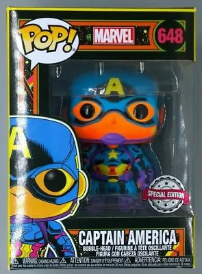 Buy Funko POP #648 Captain America (Blacklight) Marvel Special Edition Inc Protector • 10.49£