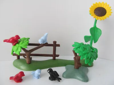 Buy Playmobil Dollshouse/Farm/Stables: Fence With Sunflower, Swallow & Birds NEW • 4.79£