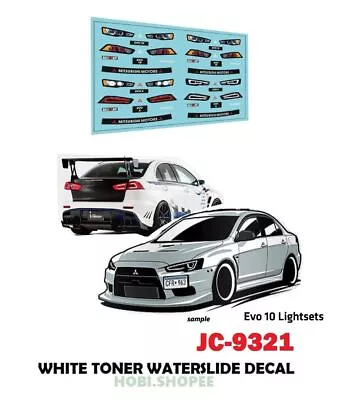 Buy JC-9321 White Toner Waterslide Decals EVO 10 LIGHTSETS Custom 1:64 Hot Wheels • 3.79£