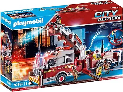 Buy Playmobil 70935 City Action Rescue Vehicles Fire Engine With Tower Ladder Light • 126.67£