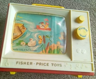 Buy Vintage 1960s Fisher-Price Giant Screen Music TV Box Two Tunes Collectable • 14.99£