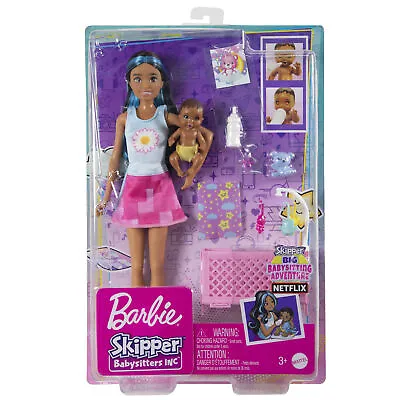Buy Barbie Doll Skipper Babysitters Playset Baby Doll Crib & Accessories • 24.99£