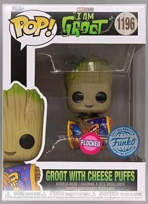 Buy #1196 Groot With Cheese Puffs Flocked Marvel I Am Groot Funko POP & Protector • 17.59£