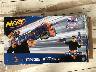 Buy Nerf Blue Longshot CS-6 2-in-1 Blaster Dart Gun Hasbro 2 Clips (2) • 20£