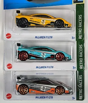 Buy Hot Wheels / McLaren F1 GTR / Set Of 3 Silver Light Blue Yellow / Free Shipping • 14.45£