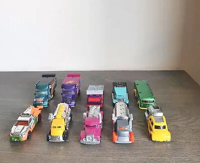 Buy Hot Wheels 1:64 Scale Bundle Of 10 Diecast Trucks And Trailers Vehicles Lot 12 • 14.95£
